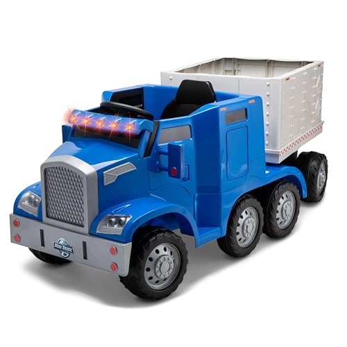 Kid Trax 12V Semi Truck Ride On Toys w/Detachable Cargo Trailer