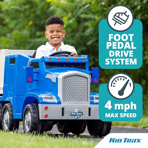Kid Trax 12V Semi Truck Ride On Toys w/Detachable Cargo Trailer