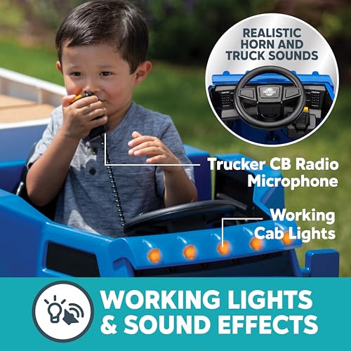 Kid Trax 12V Semi Truck Ride On Toys w/Detachable Cargo Trailer