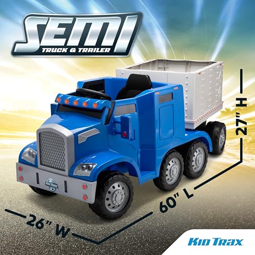 Kid Trax 12V Semi Truck Ride On Toys w/Detachable Cargo Trailer