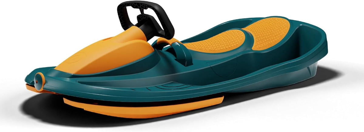 Gizmo Riders Snow Sled for Kids & Adults, Steering Wheel, Anti-Slip Seat, Brake, 260lb