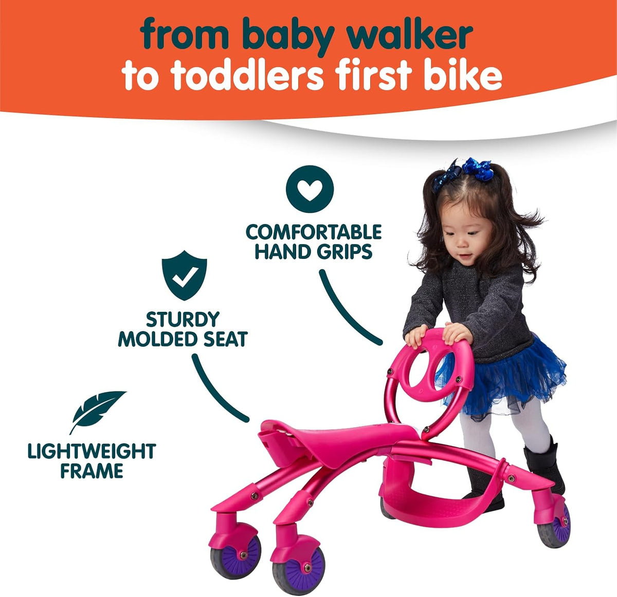 Pewi Stroll Walking Ride-On Toy with Push Handle, Indoor & Outdoor