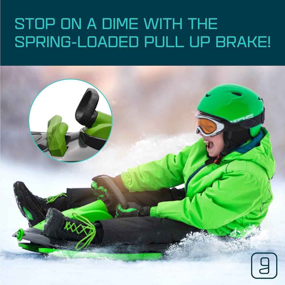 Gizmo Riders Snow Sled for Kids & Adults, Steering Wheel, Anti-Slip Seat, Brake, 260lb