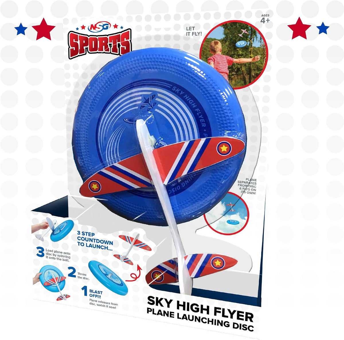 Sky High Flyer Flying Disc Airplane Launcher Toy, Ages 8+