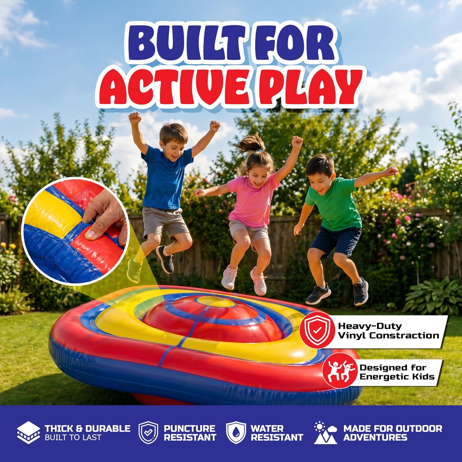 Playland 7.5 FT Inflatable Balance Platform for Kids – Bullseye Wobble Bounce Pad