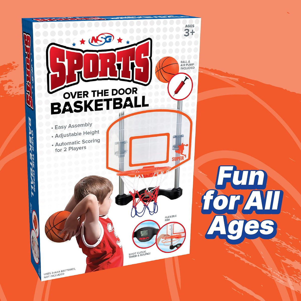 Over-the-Door Basketball Hoop, Shot Clock, Electronic Scoring & Sound