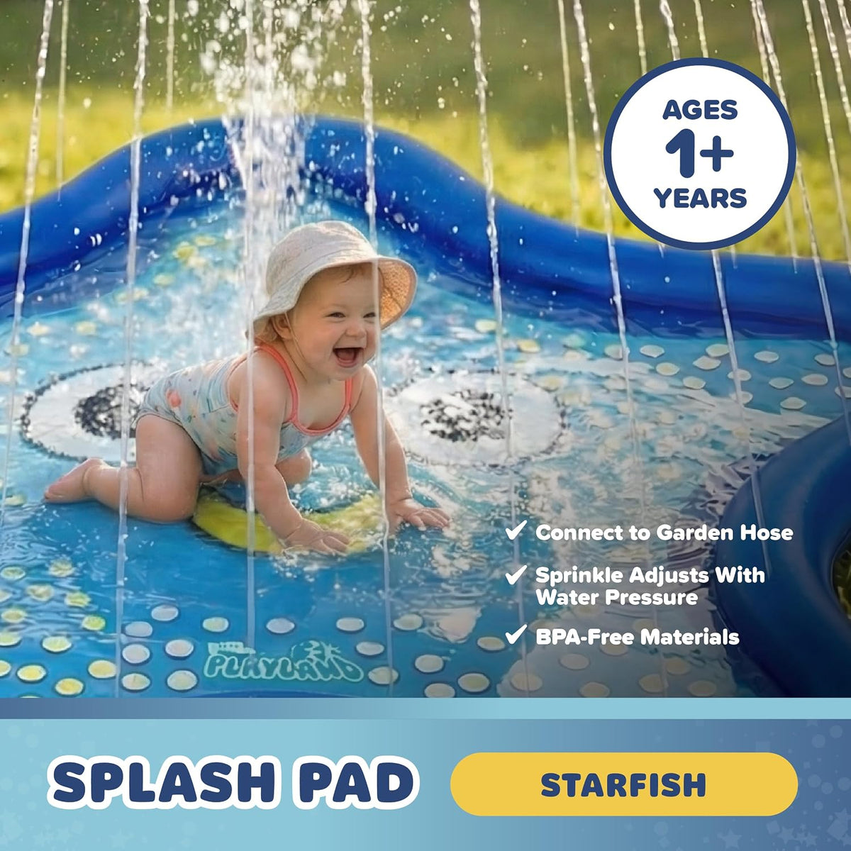 Playland Splash Pad for Kids & Dogs, Non-Slip, Ages 1-3