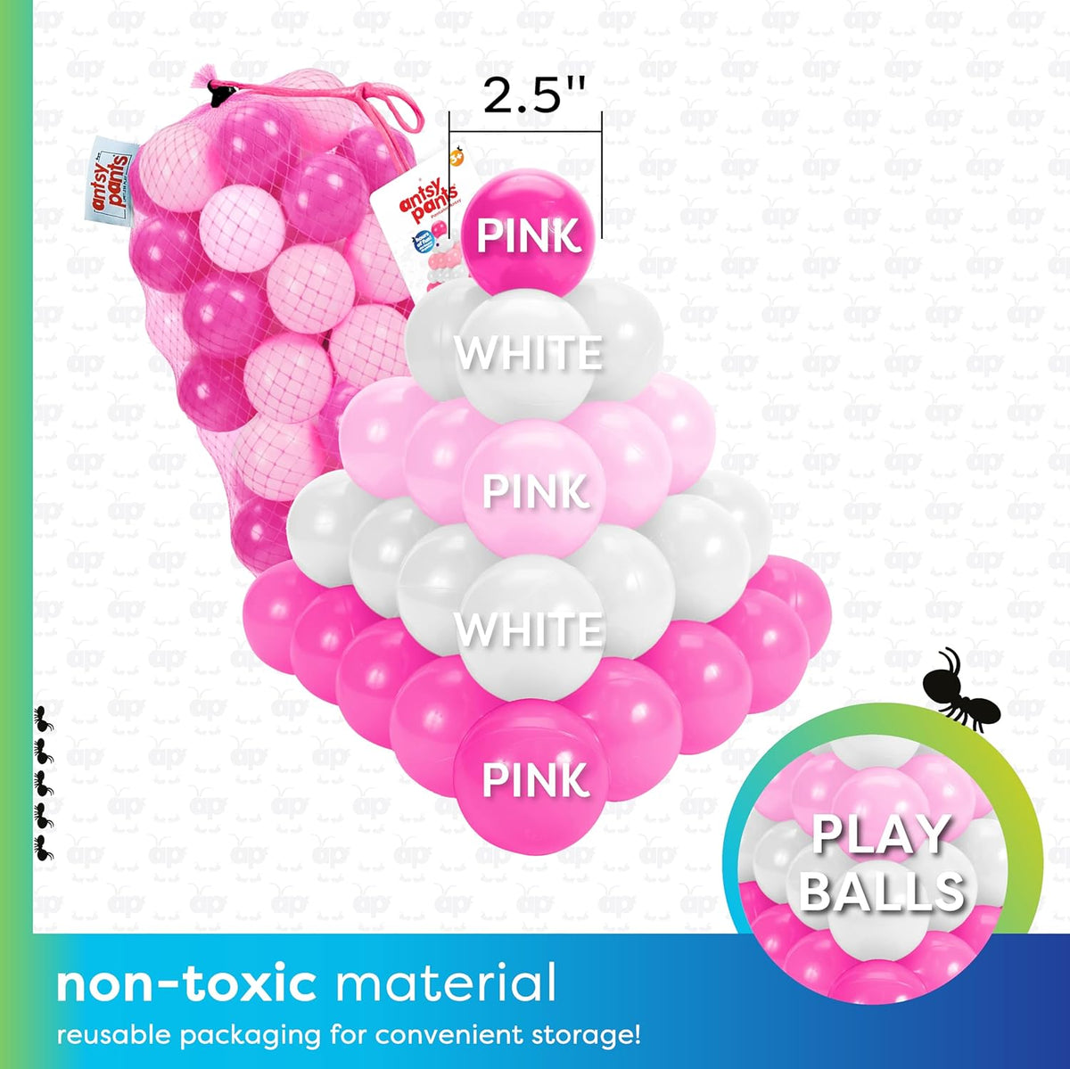 Antsy Pants 100 Ball Pit Balls, Non-Toxic Ball Pit for Toddlers 1-3
