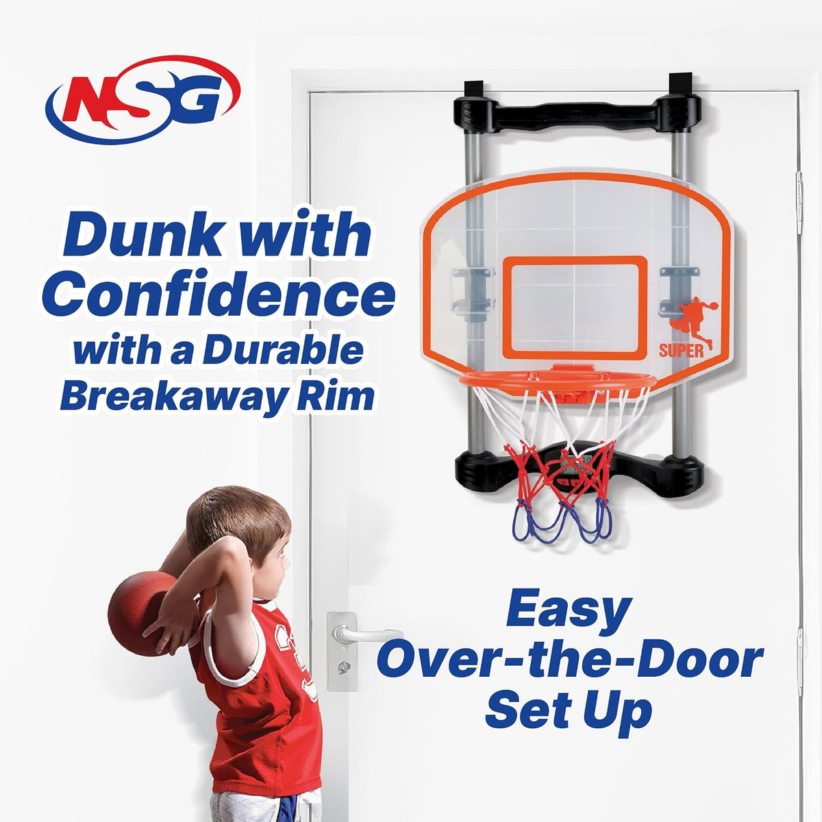 Over-the-Door Basketball Hoop, Shot Clock, Electronic Scoring & Sound