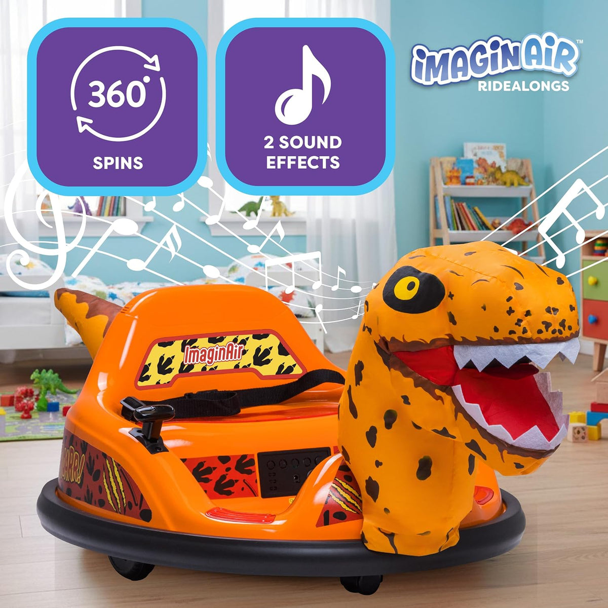 ImaginAir 6V Bumper Car with Auto-Inflated Orange Raptor