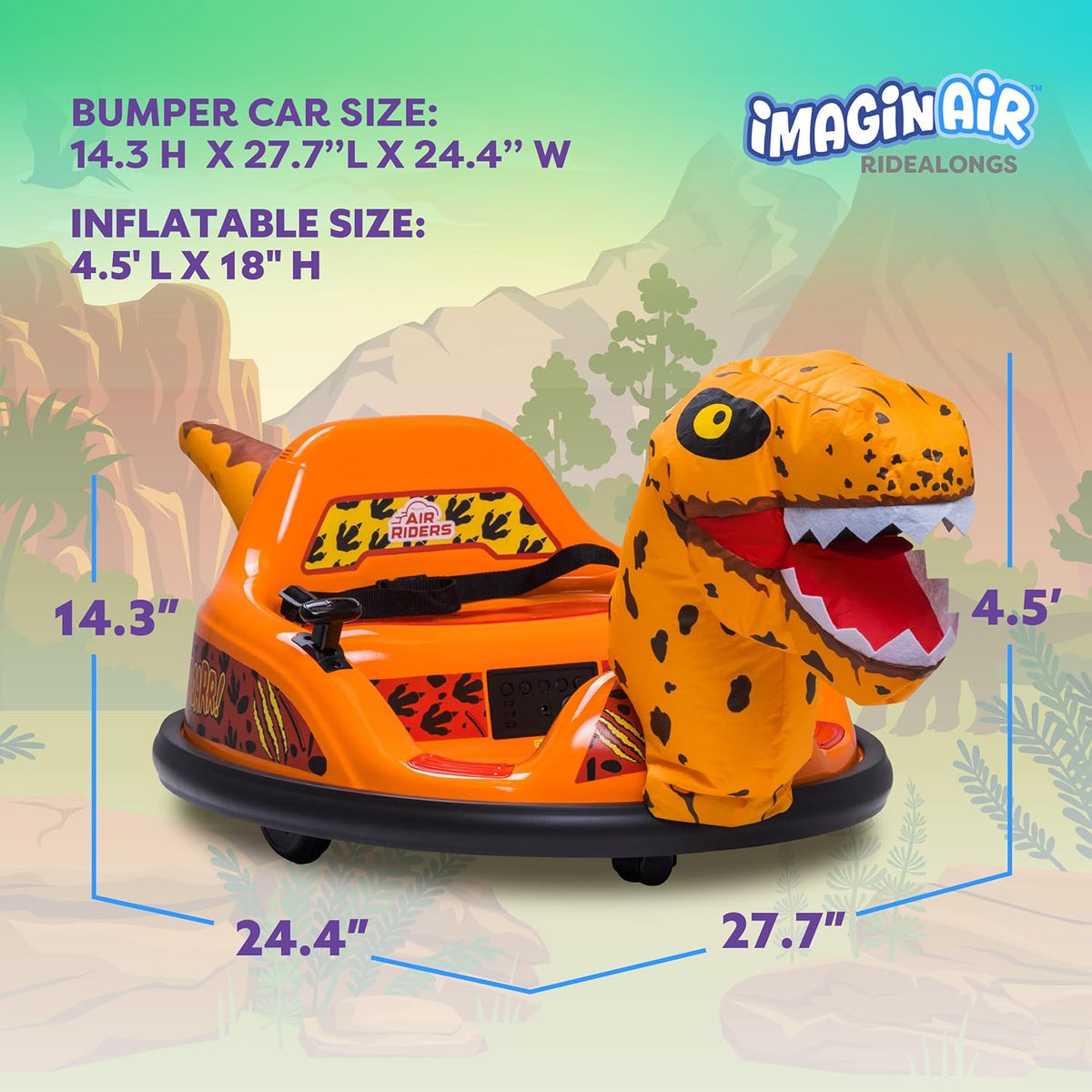 ImaginAir 6V Bumper Car with Auto-Inflated Orange Raptor