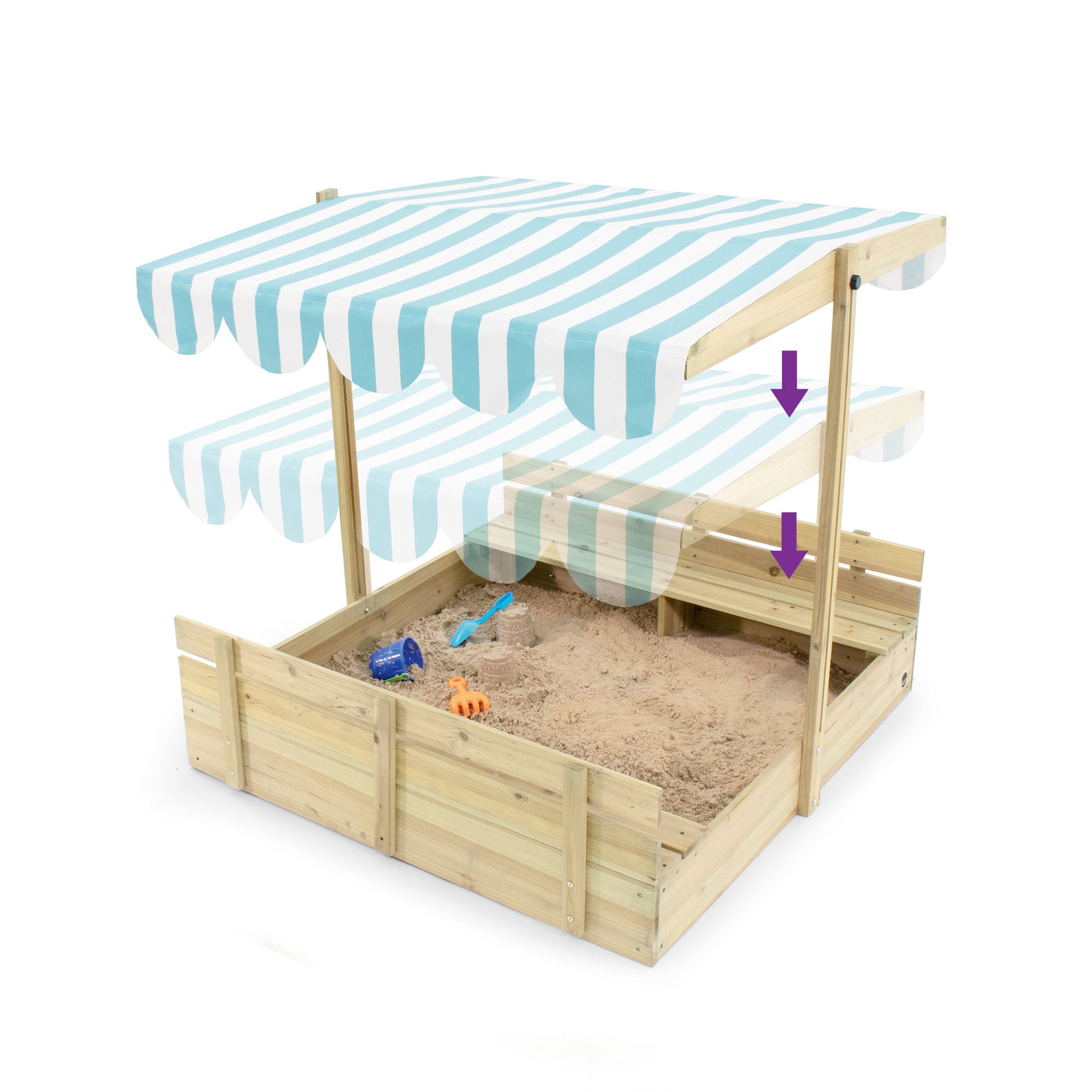 Plum Wooden Large Sandbox with Cover - Outdoor Octagon Sand Box for Kids, Toddler Sensory Toys