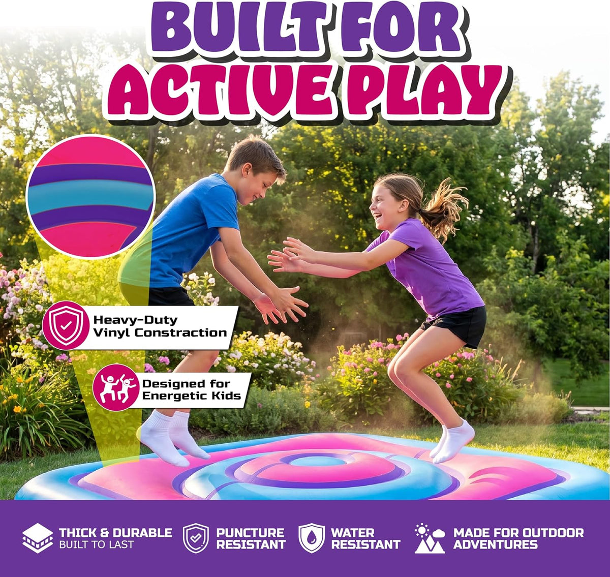 Playland 7.5 FT Inflatable Balance Platform for Kids – Bullseye Wobble Bounce Pad
