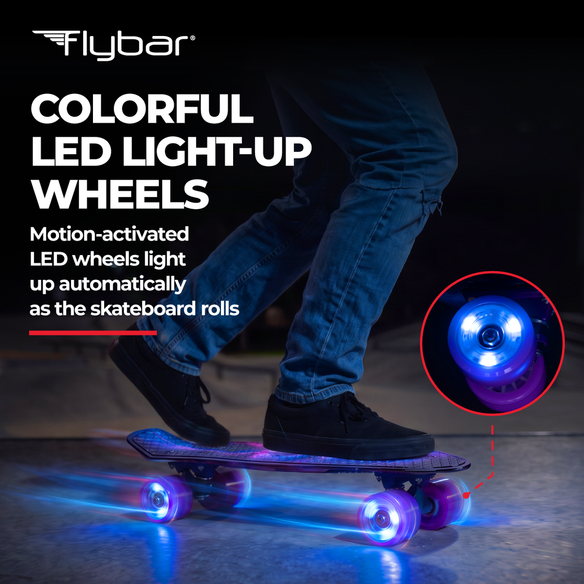 Flybar 22 Inch Kids Skateboard – Mini Cruiser Skateboards for Kids Ages 6-12, Outdoor Toys, Lightweight, Durable, Non-Slip Deck, ABEC-7 Bearings, Holds up to 175 lbs
