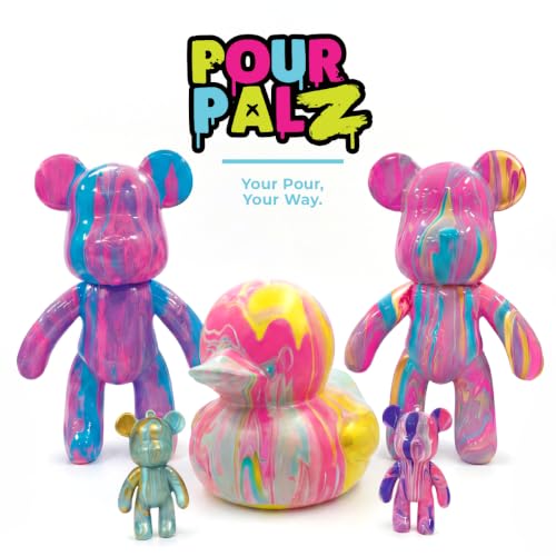 Pour Palz Keychain Pouring Mini Paint Bear Craft DIY Kit, Personalized Bear Keepsake