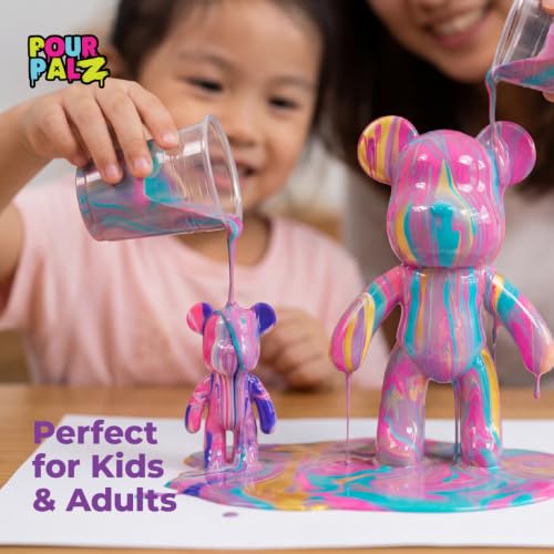 Pour Palz Keychain Pouring Mini Paint Bear Craft DIY Kit, Personalized Bear Keepsake