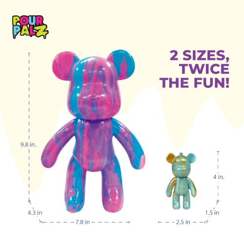 Pour Palz Keychain Pouring Mini Paint Bear Craft DIY Kit, Personalized Bear Keepsake