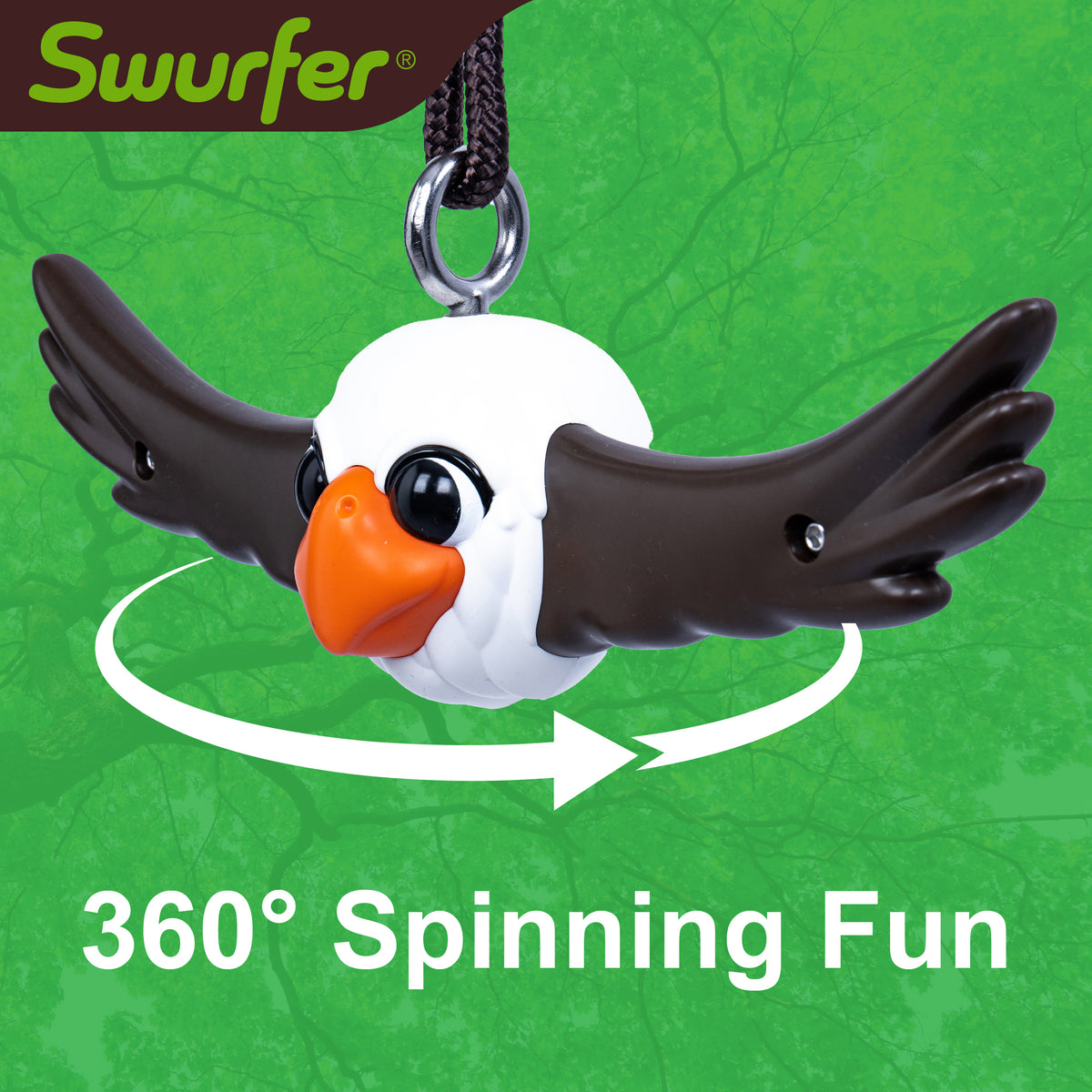 Swurfer Ninja Twister Swing Spins Set - 360° Twist Spin Toy, Swing Set Accessories for Backyard, Kids Outdoor Toys, Playground Hang Toys, Easy Install, Adjust Height, Durable, Up to 300lbs, Hawk