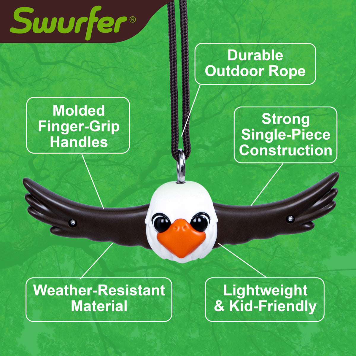 Swurfer Ninja Twister Swing Spins Set - 360° Twist Spin Toy, Swing Set Accessories for Backyard, Kids Outdoor Toys, Playground Hang Toys, Easy Install, Adjust Height, Durable, Up to 300lbs, Hawk