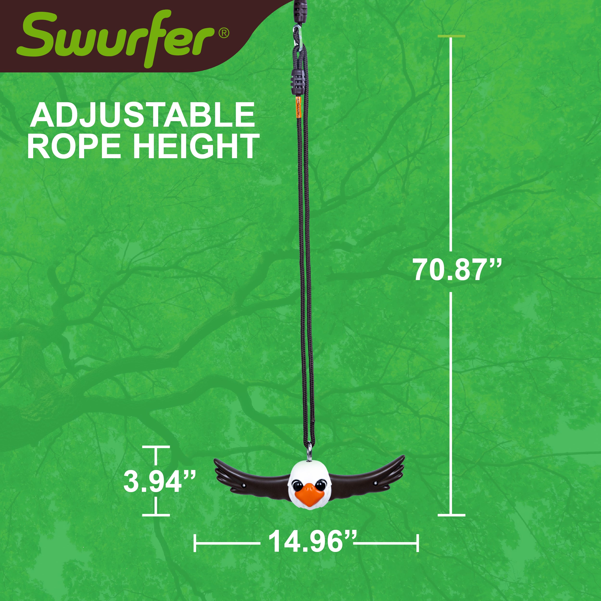 Swurfer Ninja Twister Swing Spins Set - 360° Twist Spin Toy, Swing Set Accessories for Backyard, Kids Outdoor Toys, Playground Hang Toys, Easy Install, Adjust Height, Durable, Up to 300lbs, Hawk