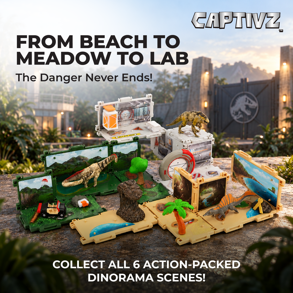 Jurassic World Dinorama Dinosaur Toys Playset for Kids Ages3+