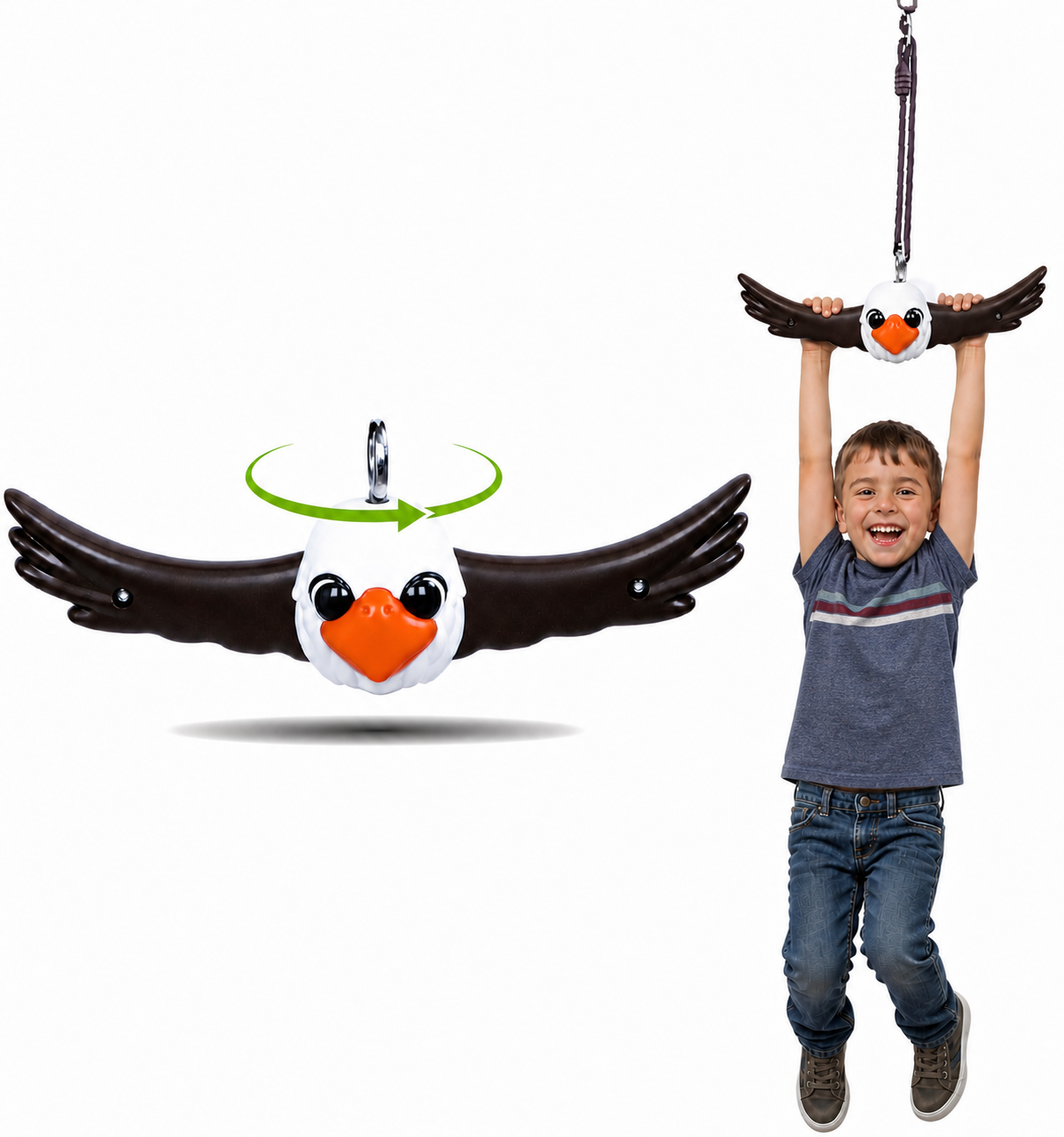 Swurfer Ninja Twister Swing Spins Set - 360° Twist Spin Toy, Swing Set Accessories for Backyard, Kids Outdoor Toys, Playground Hang Toys, Easy Install, Adjust Height, Durable, Up to 300lbs, Hawk