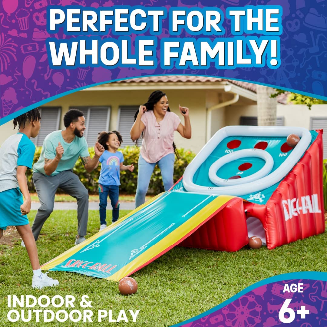Flybar FunPark Giant Inflatable Skee‑Ball Game – 11 Ft. Long Arcade Toy with 4 Balls and Electric Air Pump for Backyard, Indoor or Outdoor Family Play; Active Game for Kids & Adults, Ages 6+