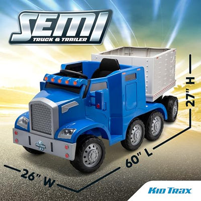 Kid Trax 12V Semi Truck Ride On Toys w/Detachable Cargo Trailer