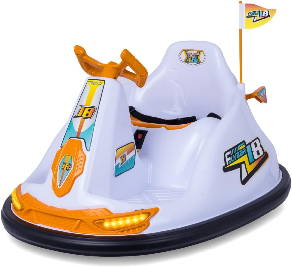 FunPark 12V Bumper Car for Kids, White