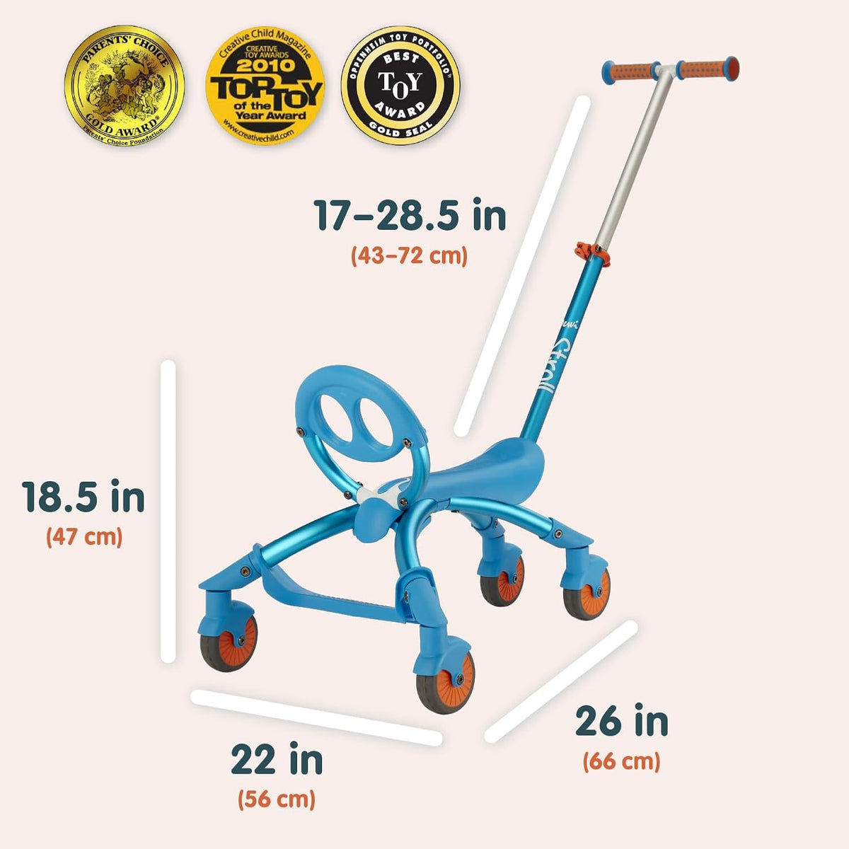 Pewi Stroll Walking Ride-On Toy with Push Handle, Indoor & Outdoor