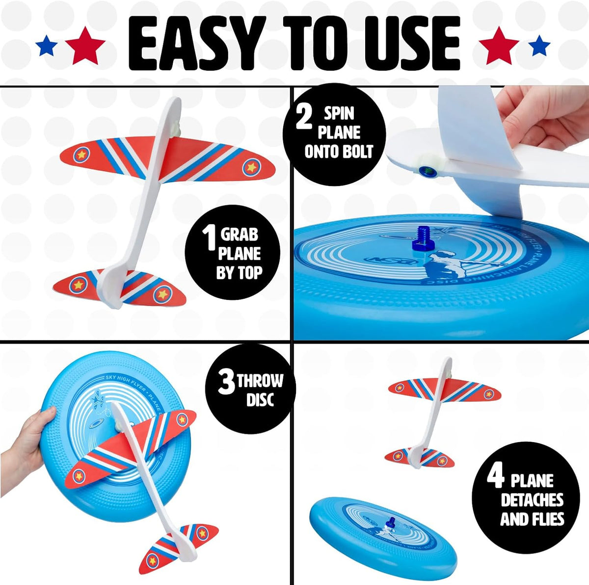Sky High Flyer Flying Disc Airplane Launcher Toy, Ages 8+