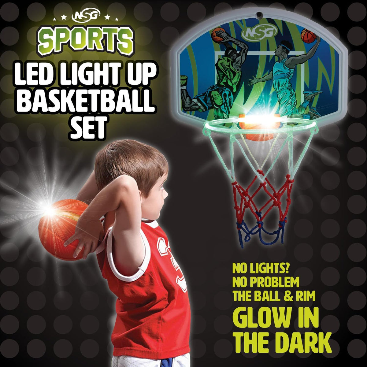 LED Light-Up Basketball Toy Set, Hoop & Basketball, Ages 4+