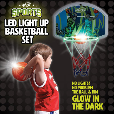 LED Light-Up Basketball Toy Set, Hoop & Basketball, Ages 4+