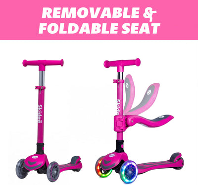 SKIDEE Kids 3-Wheel Scooter, Foldable, Adjustable Height, LED Wheels