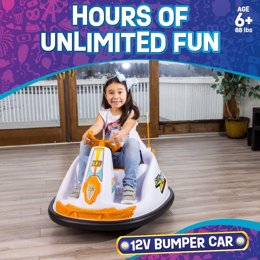 FunPark 12V Bumper Car for Kids, White
