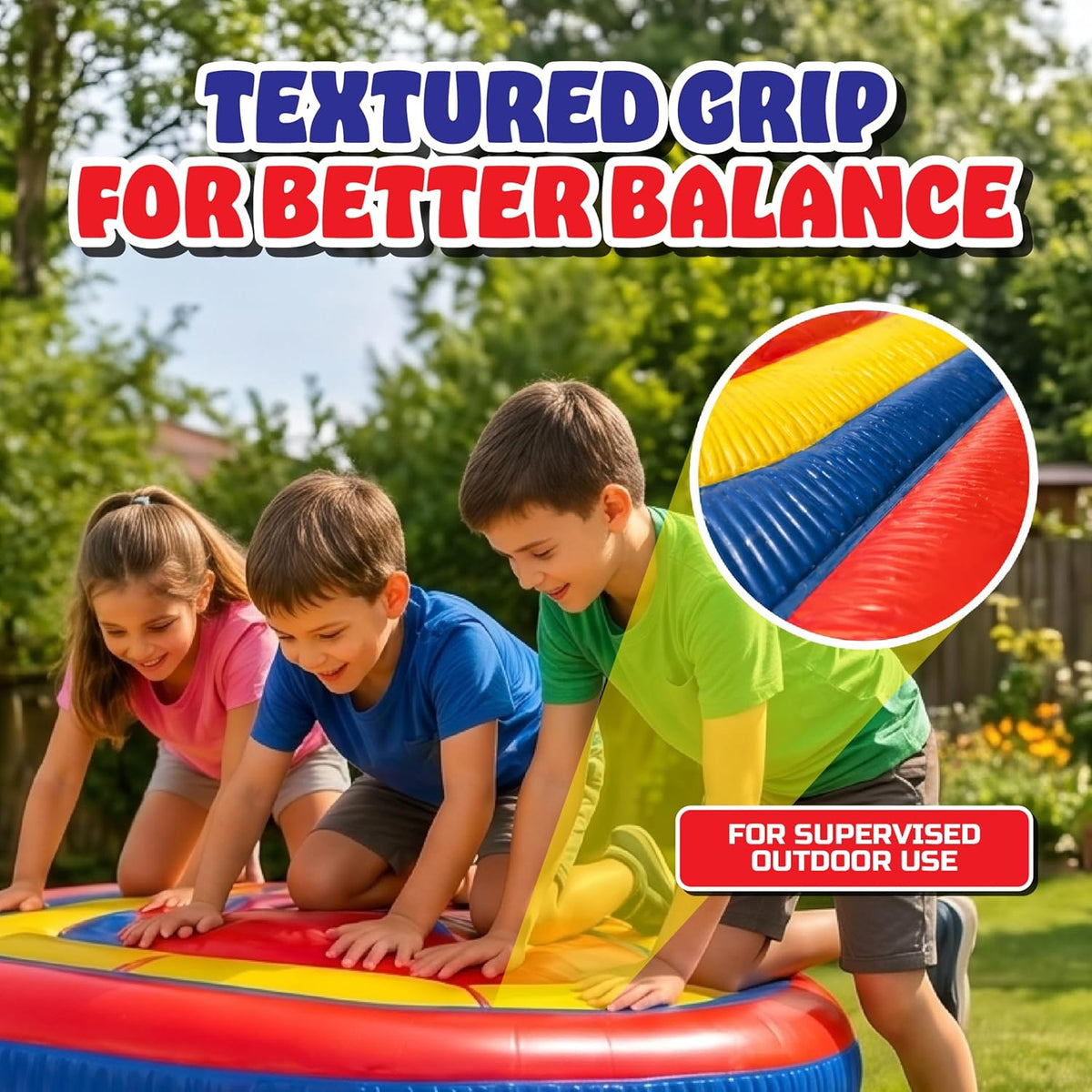 Playland 7.5 FT Inflatable Balance Platform for Kids – Bullseye Wobble Bounce Pad