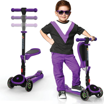 SKIDEE Kids 3-Wheel Scooter, Foldable, Adjustable, LED Light Wheels