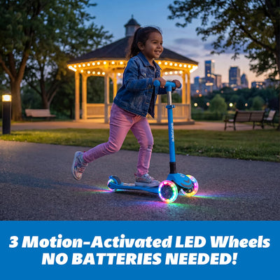 SKIDEE Kids 3-Wheel Scooter, Foldable, Adjustable Height, LED Wheels