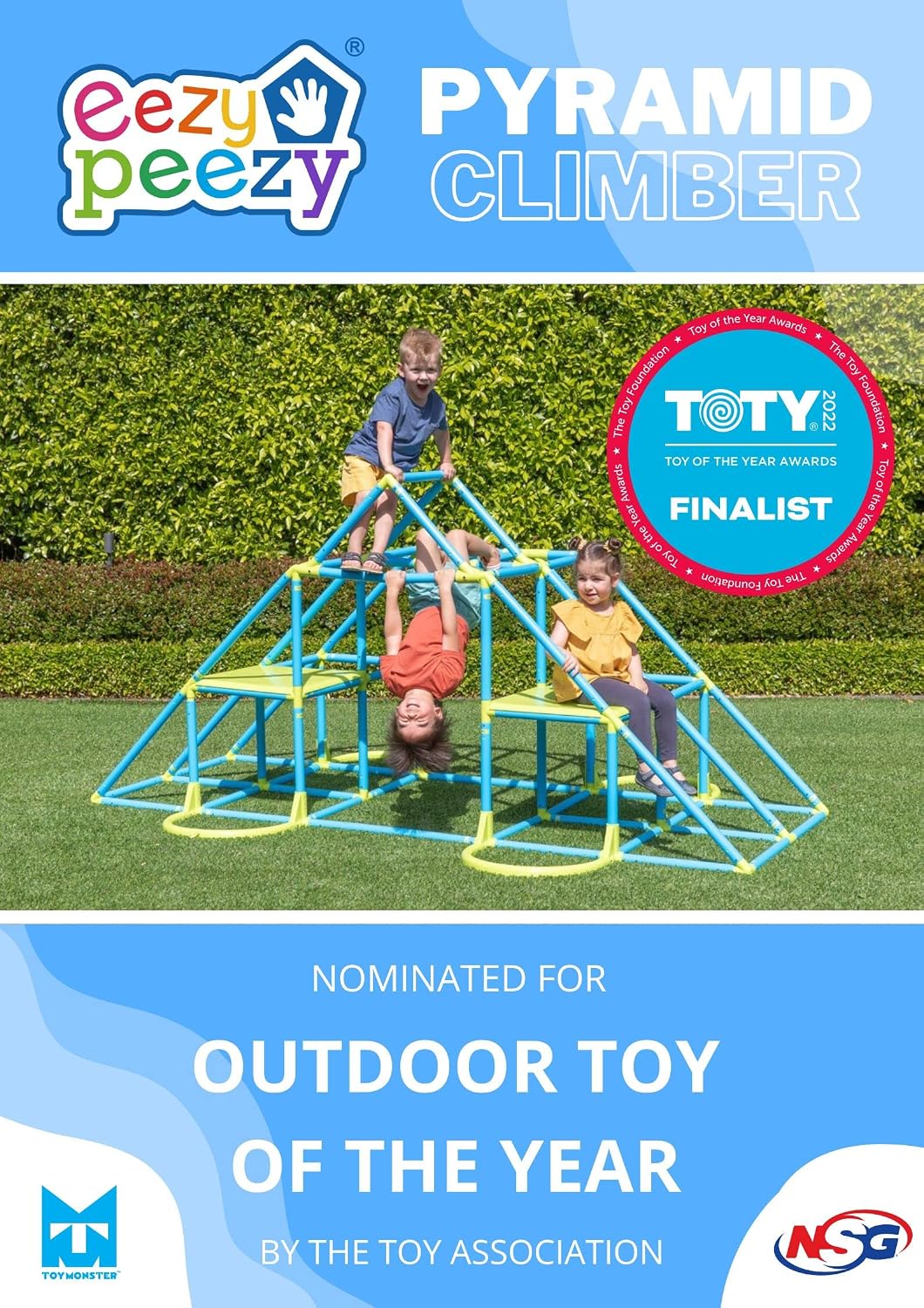 Mega Pyramid Monkey Bars Climbing Tower, Ages 3-8, Blue/Green