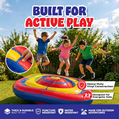 Playland 7.5 FT Inflatable Balance Platform for Kids – Bullseye Wobble Bounce Pad