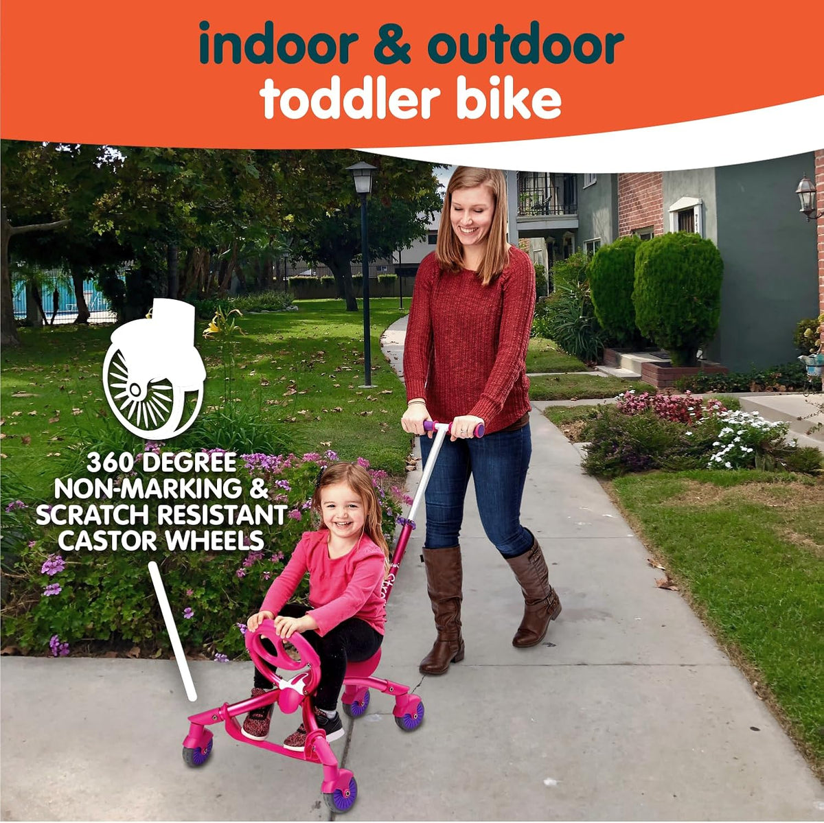 Pewi Stroll Walking Ride-On Toy with Push Handle, Indoor & Outdoor