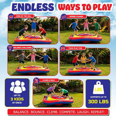 Playland 7.5 FT Inflatable Balance Platform for Kids – Bullseye Wobble Bounce Pad