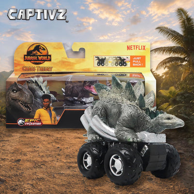 Jurassic World Chaos Theory Zoom Riders, 3 Surprise Eggs in 1 Box Dinosaur Toys for Kids 3+