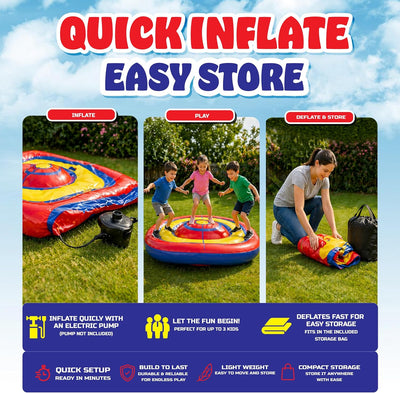 Playland 7.5 FT Inflatable Balance Platform for Kids – Bullseye Wobble Bounce Pad