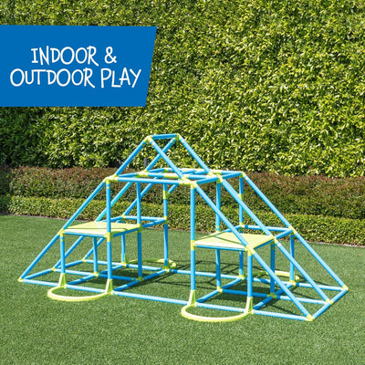Mega Pyramid Monkey Bars Climbing Tower, Ages 3-8, Blue/Green