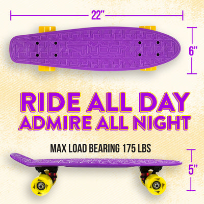Flybar 22 Inch Kids Skateboard – Mini Cruiser Skateboards for Kids Ages 6-12, Outdoor Toys, Lightweight, Durable, Non-Slip Deck, ABEC-7 Bearings, Holds up to 175 lbs
