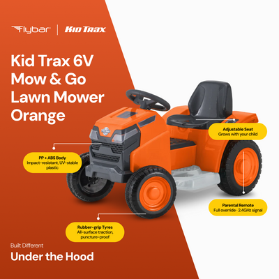 Kid Trax 6V Mow & Go Lawn Mower Orange - Test