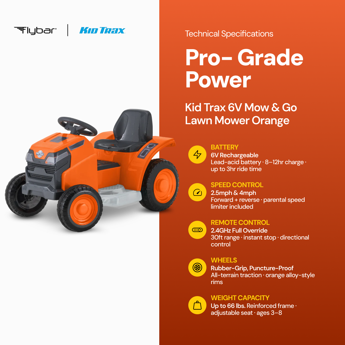 Kid Trax 6V Mow & Go Lawn Mower Orange - Test
