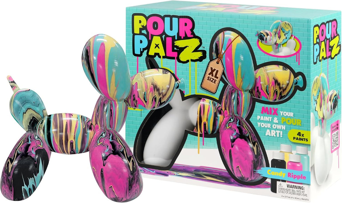 Pour Palz DIY Paint Pouring Kit - 1 XL Bear Figurine - Create Unique Marbled Art