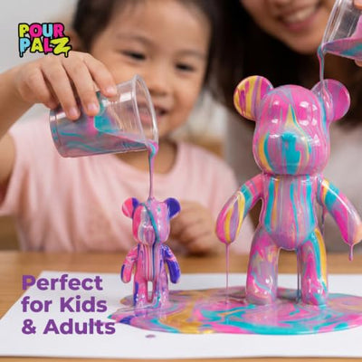 Pour Palz Keychain Pouring Mini Paint Bear Craft DIY Kit, Personalized Bear Keepsake
